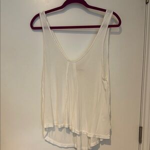 Free People White Asymmetrical Tie Front Tank Top
